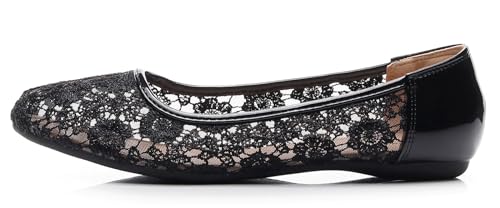 VenusCelia Women's Serenity Breathable Lace Upper Flat2
