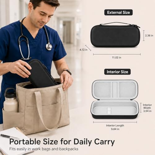 Image of ALKOO Stethoscope Case for 3M Littmann Classic III /Cardiology IV, BlackGrey | for MDF Acoustica Stethoscopes, for Nurses, Doctors, Nursing School Essentials, Students, Clinic, EMS, Travel, Hard Bag Only