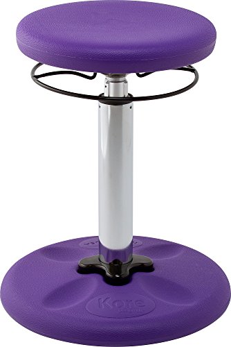 Image of Kore Adjustable Height Wobble Chair, Active Sitting for Children, Kids, Teens: Better Than a Balance Ball, Flexible Classroom Seating, Adjusts from 16.5 to 24 inches, Purple