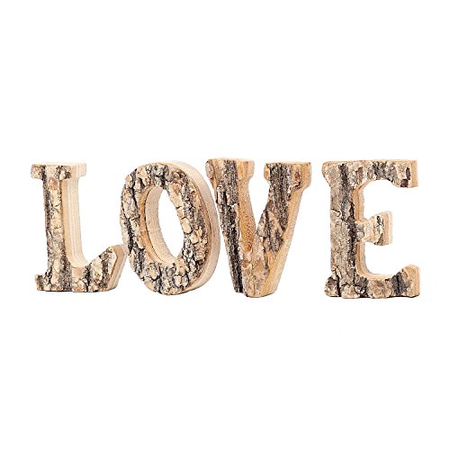 MyGift Country Rustic Exposed Wood 4 Inch Block Letters LOVE Sign, Decorative Mantel Word Sign