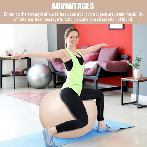 Image of Leyndo 4 Pcs 26 Inch Yoga Exercise Ball Pilates Pregnancy Birthing Fitness Ball with Quick Pump Anti Burst for Improved Posture, Balance, Yoga, Pilates, Training