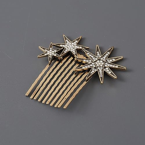 Moesuyum 3Pcs Alloy Vintage Hair Side Combs For Women, Moon Star Retro Rhinestone Metal Hair Clips With Teeth Grip, Clasp Barrettes Pins For Bride Wedding thumb #6