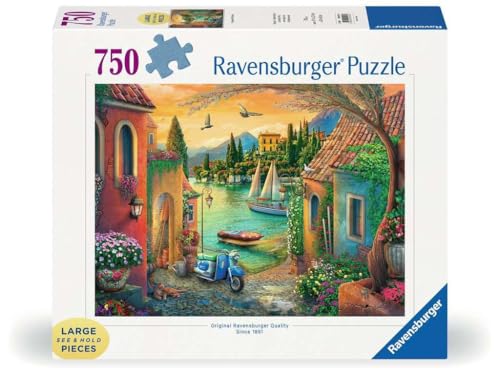Ravensburger European Villa Views 750 Piece Large Format Puzzle | Iconic Lake Como Scenery by Eduard | Perfect for Leisurely Puzzling