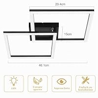 Glitzerlife LED Deckenlampe Schwarz Wohnzimmer Deckenleuchte Modern 3000K – Ansicht 3