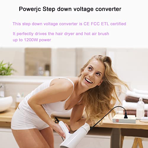 Voltage Converter Adapter Step Down 220V To 110V Ac Output Rated Current 7A With 4 Smart Usb Charging Ports White Powerjc #TOP4