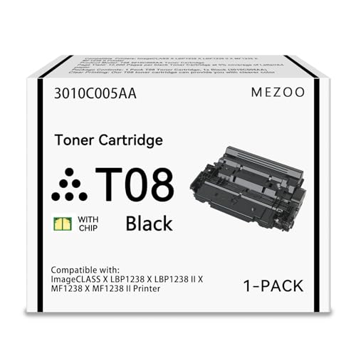 Image of MEZOO T08 Black Toner Cartridge High Capacity Replacement for Canon T08 T08L 3010C005AA Toner Cartridge Compatible for Canon ImageCLASS X LBP1238 X LBP1238 II X MF1238 X MF1238 II Printer (1-Pack)