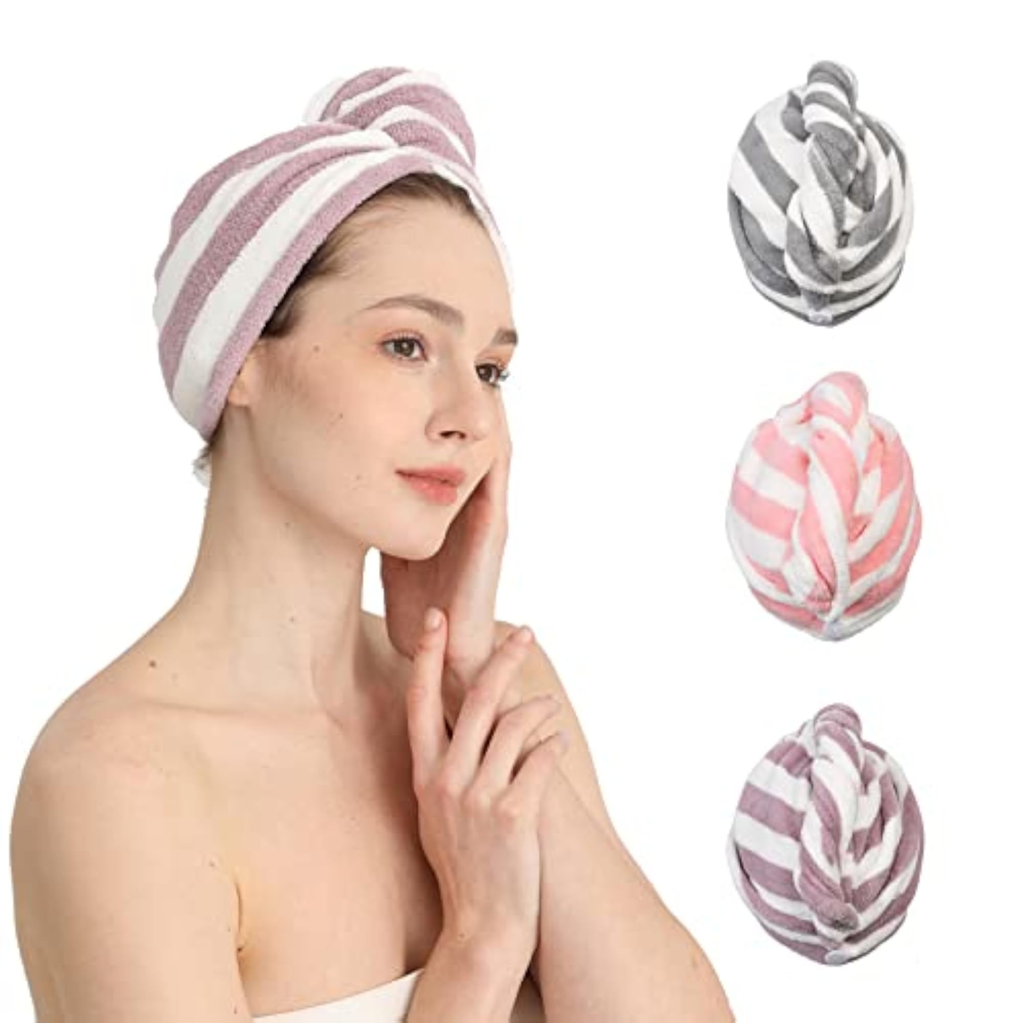 3 Pack Microfibre Hair Drying Towel Wrap