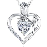 1.2CT Rose Heart Necklace Moissanite Necklace for Women Jewelry D Color VVS1 S925 Sterling Silver 18K White...