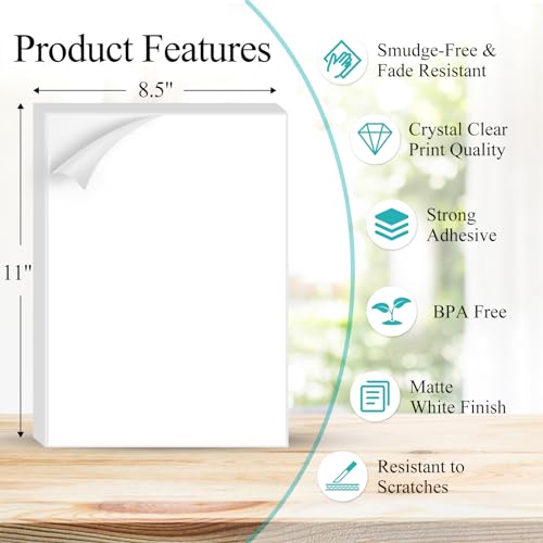 Full Sheet Labels 8.5” x 11” Shipping Address Labels, Printable White Sticker Paper for Laser & Inkjet Printers Self-Adhesive Label [25 Sheets] image 7