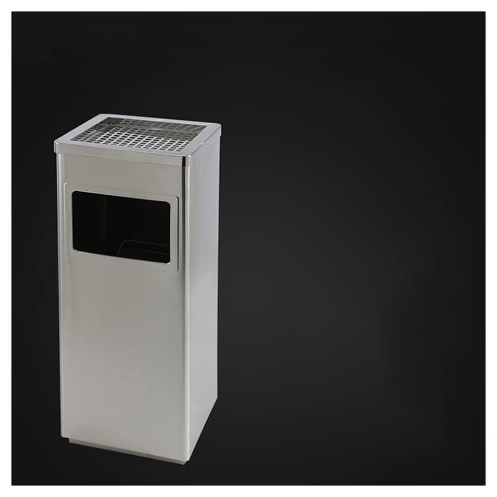 Stainless Steel Square Trash Can with Ashtray, Vertical Ashtray Trash Bin for Hotel & Lobby