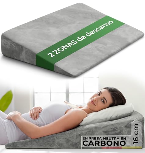 Well B4 Cojín cuña ergonómico para Cama y sofá, Almohada cuña [con 2 Zonas de reclinación], cojin Espalda, cómoda Almohada antirreflujo y cojín de Lectura para elevación del sueño o como Respaldo