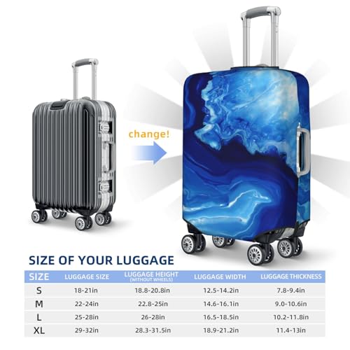 Abstract Deep-Blue Ink Marble Elastic Travel Luggage Covers Dustproof Scratch-Resistant Suitcase Protector Fit 22-24 Inch4