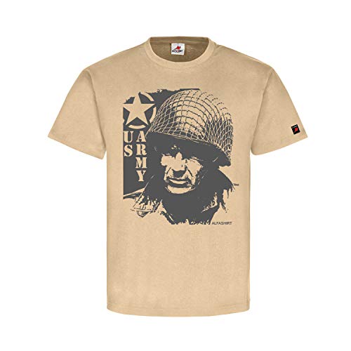 T-shirt US Army beige XL au graphisme imprimé soldat et étoile Normandie