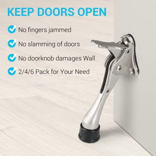 Cranach Heavy Duty Door Stopper,Bottom Of Door,Kickdown Door Stop For Heavy Door,One-Touch,Adjustable,Rubber Tip,Door Mounted,4In Metal Door Kickstand,2Pc Door Stoppers Wall Protectors For Wide Doors #TOP1