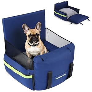 Gardner Pet Dog Car Seat Waterproof Dog Booster Seat Small Dog Carrier with Storage Pockets, Breathable Mesh, Washable Thick Cushion Pet Travel Bag Raised Backrest, Foldable Front for Good View
