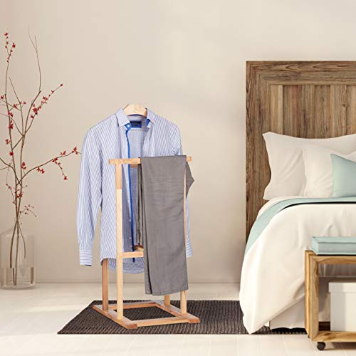 Relaxdays Herrendiener Holz, stummer Diener für faltenfreie Anzüge, Walnuss Kleiderständer HxBxT 102 x 47 x 50 cm, natur