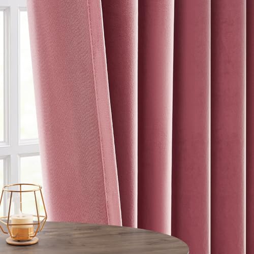 Topfinel Dusty Rose Velvet Blackout Curtains 84 Inches Long, Dusty Pink Room Darkening Insulated Valentines Back Tab Cute Girls Nursery Aesthetic Soundproof Curtains for Living Room Bedroom 7 FT Topfinel Dusty Rose Velvet Blackout Curtains 84 Inches Long, Dusty Pink Room Darkening Insulated Valentines Back Tab Cute Girls Nursery Aesthetic Soundproof Curtains for Living Room Bedroom 7 FT