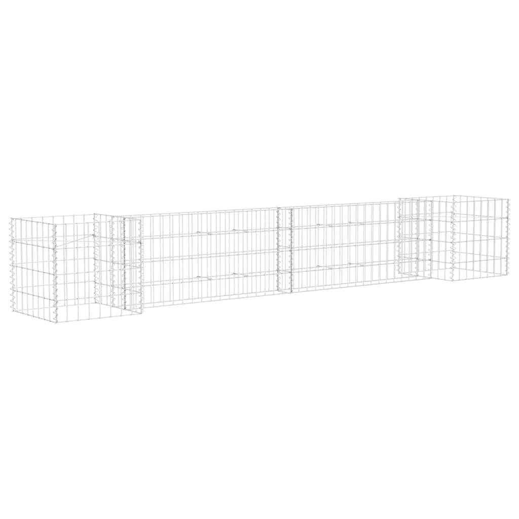 vidaXL H-Shaped Gabion Planter Steel Wire Outdoor Garden Gabion Basket Wall Pot Stone Pot Wire Mesh Patio Wall Planter Border 260x40x40cm