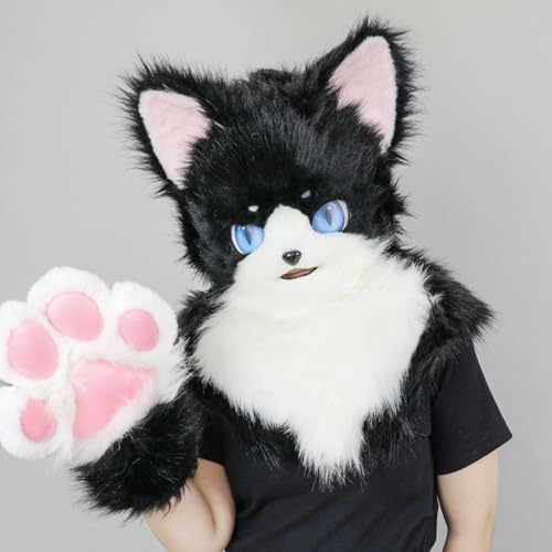 Patas de gato para disfraz de Halloween suaves con gorro protector 6