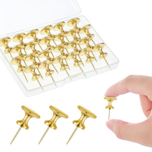 Ruispeed 30 Stück Grande Tachuelas de Metal Dorado – 1,14 Pulgadas Grandes Chinchetas con Capacidad de 9 kg para Pósteres, Mapas, Tableros de Corcho y Decoración de Pared en Oficina, Casa o Aula