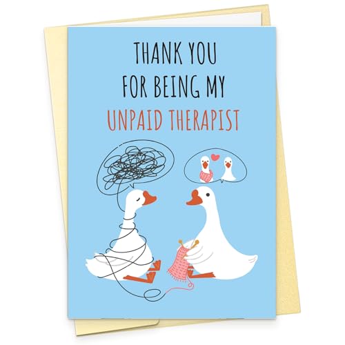 Goose Thank You Card for Men Women Thank You for Being My Unpaid Therapist Friendship Card Thank You for Being a Friend Card Therapist Gift for Best Friend Bestie Close Friend Husband Wife Boyfriend Girlfriend Cowoker