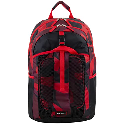 Fuel Backpack With Lunch Box Combo – 18” Two Compartment Water Resistant Durable Adjustable Straps With Side Water Bottle Pockets 2 In 1 Set - Red Camo #TOP2