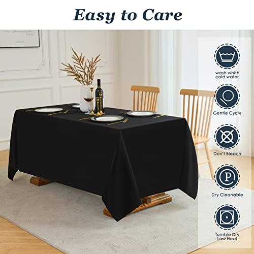 Leqee Rectangle Tablecloth,90 * 132Inch Stain And Wrinkle Resistant Polyester Table Cloth,Decorative Fabric Table Cover For Kitchen,Dinning,Party,Wedding Rectangular(Black) #TOP3