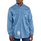Carhartt Men's Flame Resistant Lightweight Twill Shirt,Medium Blue,Large