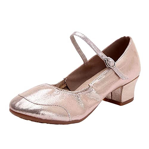 Generisch Zapatos de baile para mujer, cómodos zapatos de salsa latinos con tacón, zapatos de salón de baile ajustables con tiras ajustables, zapatos de baile estándar de moda para rumba, cha-cha y