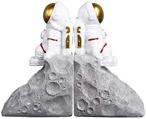 LLSS Escultura Astronauta Sujetalibros Resina Astronauta Estatua Escultura Estantería Decoración Sujetalibros, Soporte de estantería, Sujetalibros Pesado Decoración del hogar
