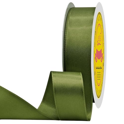 Image of Moss Double Face Satin Ribbon 1 inch X 50 Yards Spool Bright Colors Very Suitable for Weddings Gift Package Wrapping Dancer Wand Sewing Party Hair Bow Invitation Decorations and More
