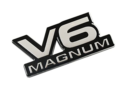Image of 2Pcs V6 Magnum Emblems Fender Door Nameplate 3D Badge Stickers Logo 1500 Van Fit for Durango V6 (Chrome)