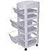 7 Tiers White Cart Storage Tower with 6 Clear Drawers, 6 Wide Storage Drawer Cart Wide Chest Plastic 6 Drawers Medium Cart with 4 Universal Wheels, 34.2