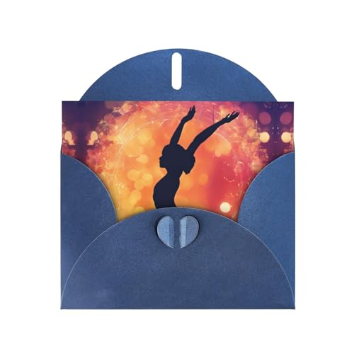 Tarjeta de felicitación de papel perlado con impresión horizontal de juego de gimnasia con sobres para amigos y familiares