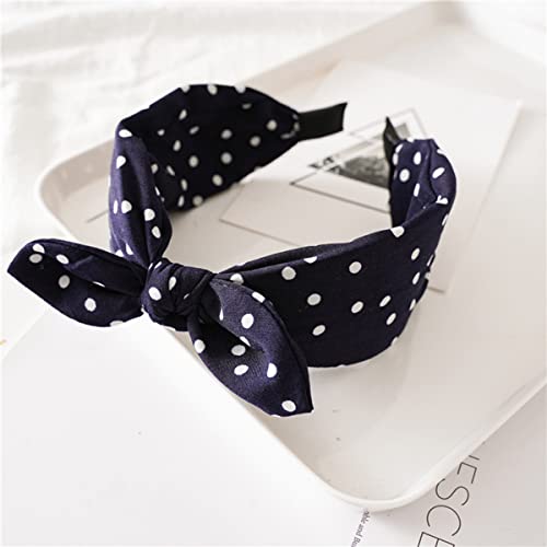 Alice Band Polka Dot Headband Bow Tie Knotted Hairbands Wide Cloth Bunny Ear Hair Accessories Bands for Girls 14 - Image 2