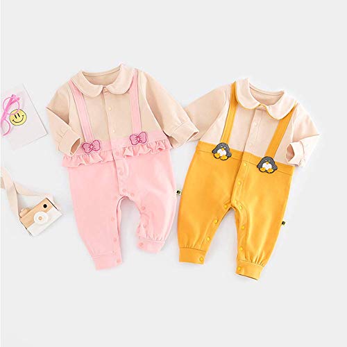 Combinaison de bébé à la mode ensemble pingouin mignon rose et jaune - 7