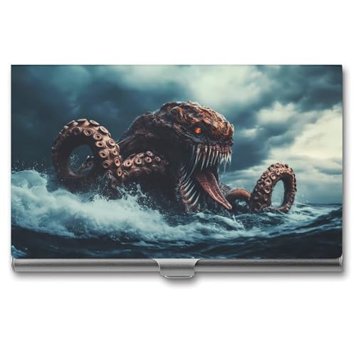 Sea Monster Monstrous Tentacles Business Card Holder Slim Credit Case Pocket Name Case Wallet for Men Women