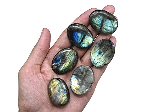 Image of Certified Labradorite Crystal Thumb Worry Pebbles Stones for Stress Relief