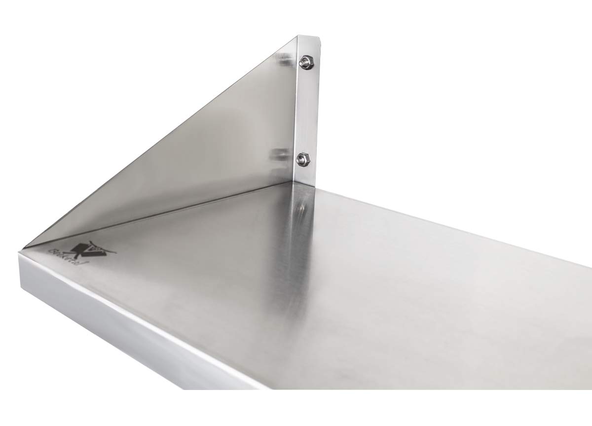 Beeketal 'BGR-100' Gastro Küchen Wandregal 100 cm aus Edelstahl mit 4 GN Behälter Schubeinsätzen, Regal Tragkraft ca. 35 kg, Küchenregal inkl. 4 x (GN) 1/6 Behälter und Wandmontagematerial