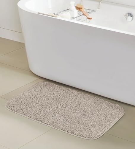 Image of Obsessions Ultra-Absorbent Quick-Dry Bath Mat | 1400 GSM Polyester | Soft, Non-Slip & Fast-Drying Bathroom Rug for Safety & Comfort | 40 x 60 cm | Taupe