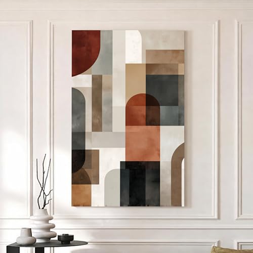 Image of Boho Abstract Stretched Canvas Painting For Living Room | Multicolor Abstract Stretched Canvas Wall Art For Livingroom Home Decor, Bedroom, Hallway's, Office, Hotel - 56x86 cm
