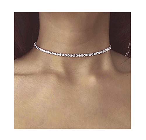Tennis Necklaces for Women Sparkly Rhinestone Choker Diamond Chain Necklace4