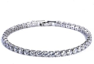 Hiphop Iced Out - Pulseras de tenis de cristal de circonita cúbica de 4 mm para mujeres y hombres, color dorado y plateado