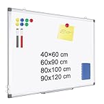 QUEENLINK Magnetic Whiteboard, Large White Board 50 X 70 cm for Home Office Schedule Wall Mounted Aluminum Frame Dry Erase Board with Pen Tray