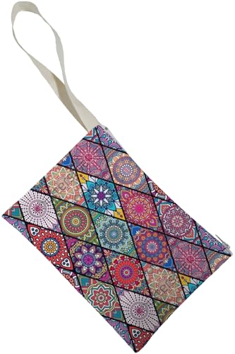Çanta, Unisex Pembe Mandala Desenli Portföy Clutch