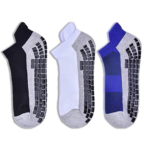 AOIREMON 3 Pairs Low Cut Non Slip Socks for Women & Men,Athletic Socks with grips,Yoga,Sport,Non Skid Slipper Hospital Socks