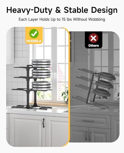 Image of MUDEELA 8-Tier Pots and Pans Organizer under Cabinet, 20.8 inch H Heavy Duty
