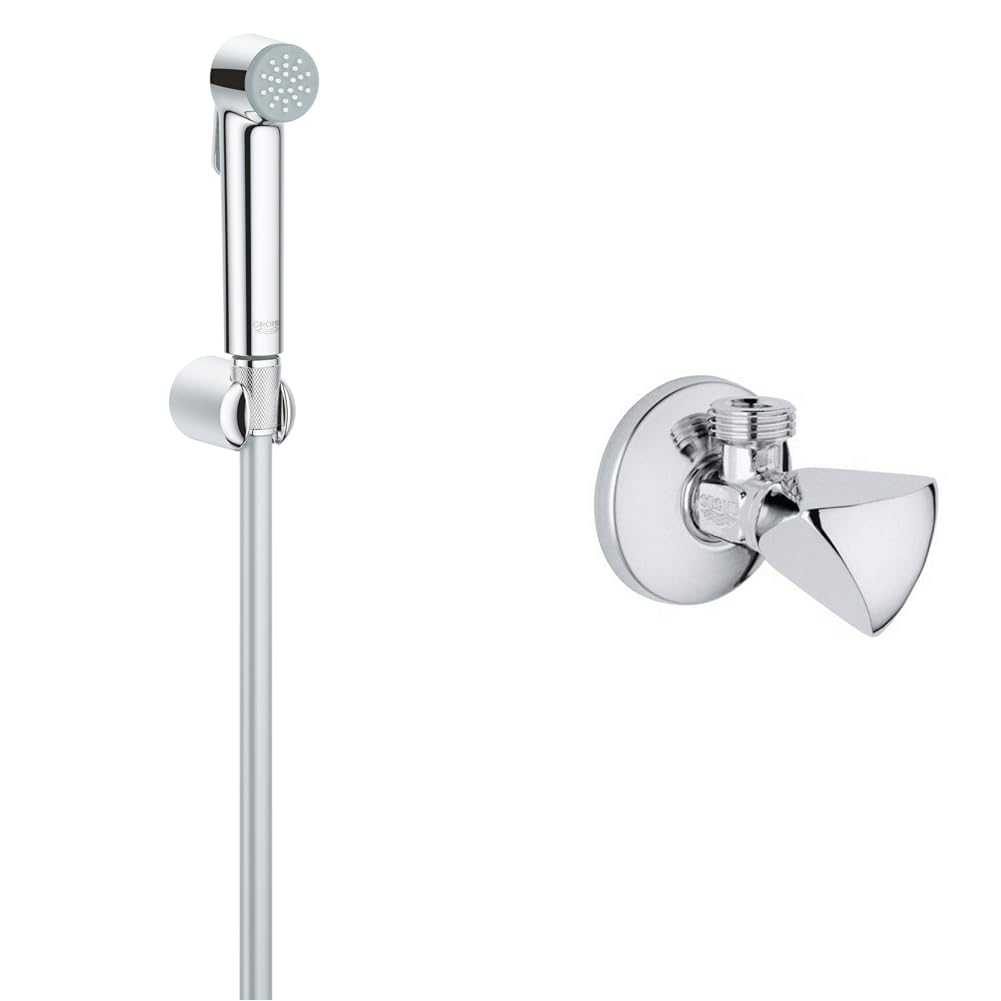 GROHE Tempesta-F Trigger Spray 30 Wall Holder Set and GROHE Angle Valve 1/2″ | TDL handle | Bathroom Fixtures