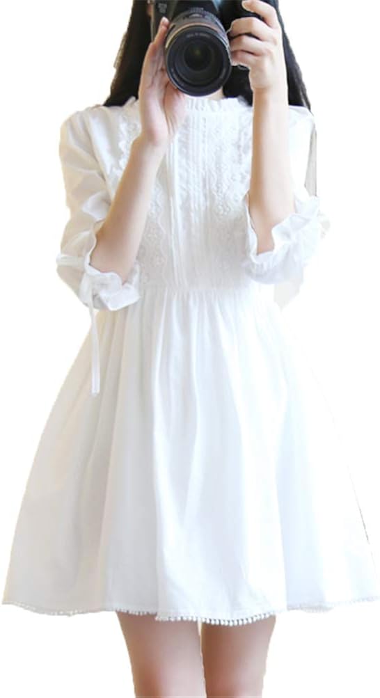 ジャング ワンピース レディース ドレス レース きれいめ 可愛い 彼シャツ風 白 膝丈 カジュアル 大きいサイズ 格安販売中
