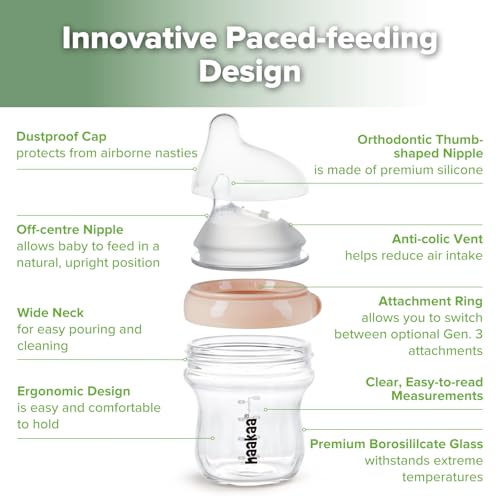 Haakaa BHK138-P Gen.3 Natural Glass Baby Bottle 4.2Oz/120Ml thumb #3